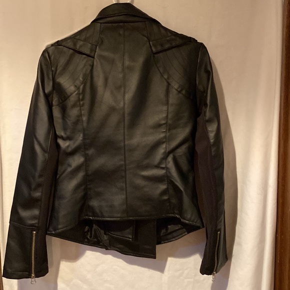 Women's Black Faux Leather Jacket - Fits Small - Picture 4 of 10